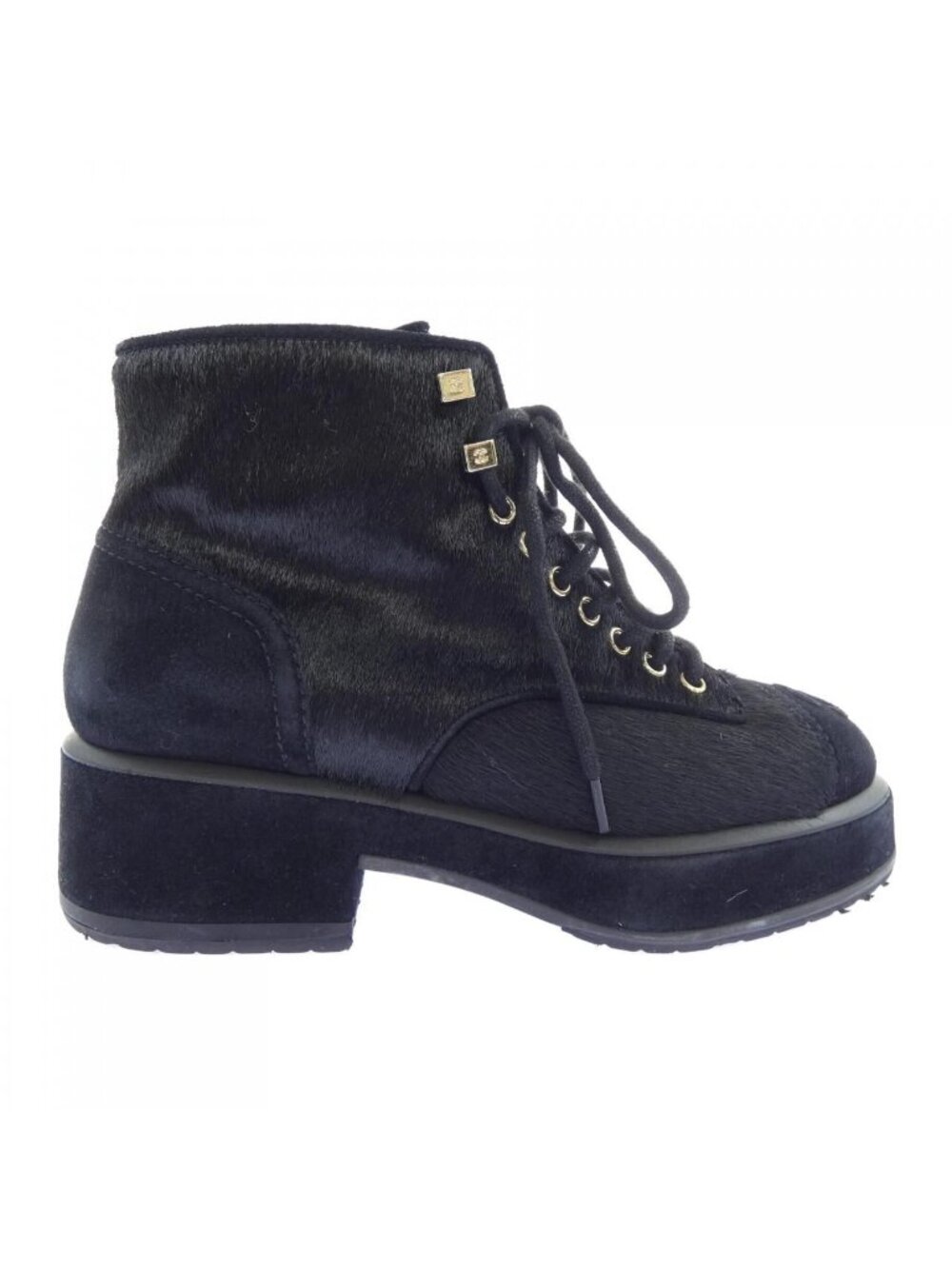 Chanel Lace-up Boots Black